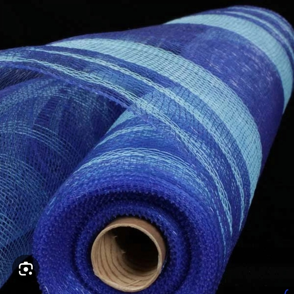 Royal Blue Striped Deco Mesh Craft Ribbon 21" x 10 Yards